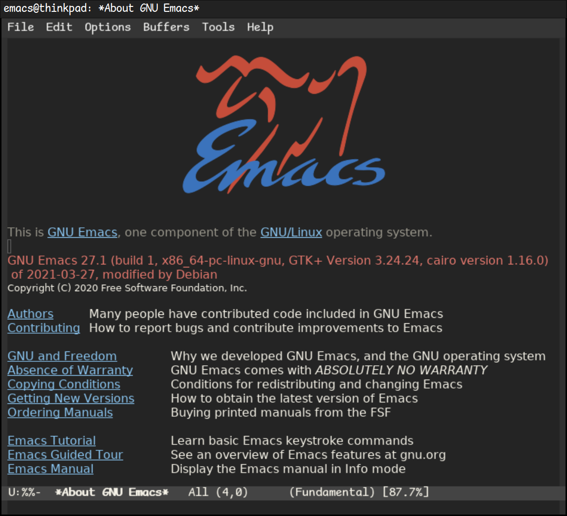 About Emacs page