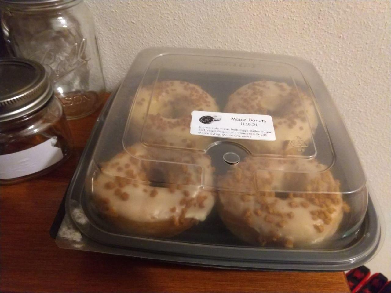Box of maple glazed donuts.