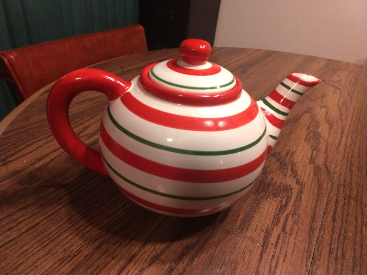 A striped teapot that I found at a thrift store.